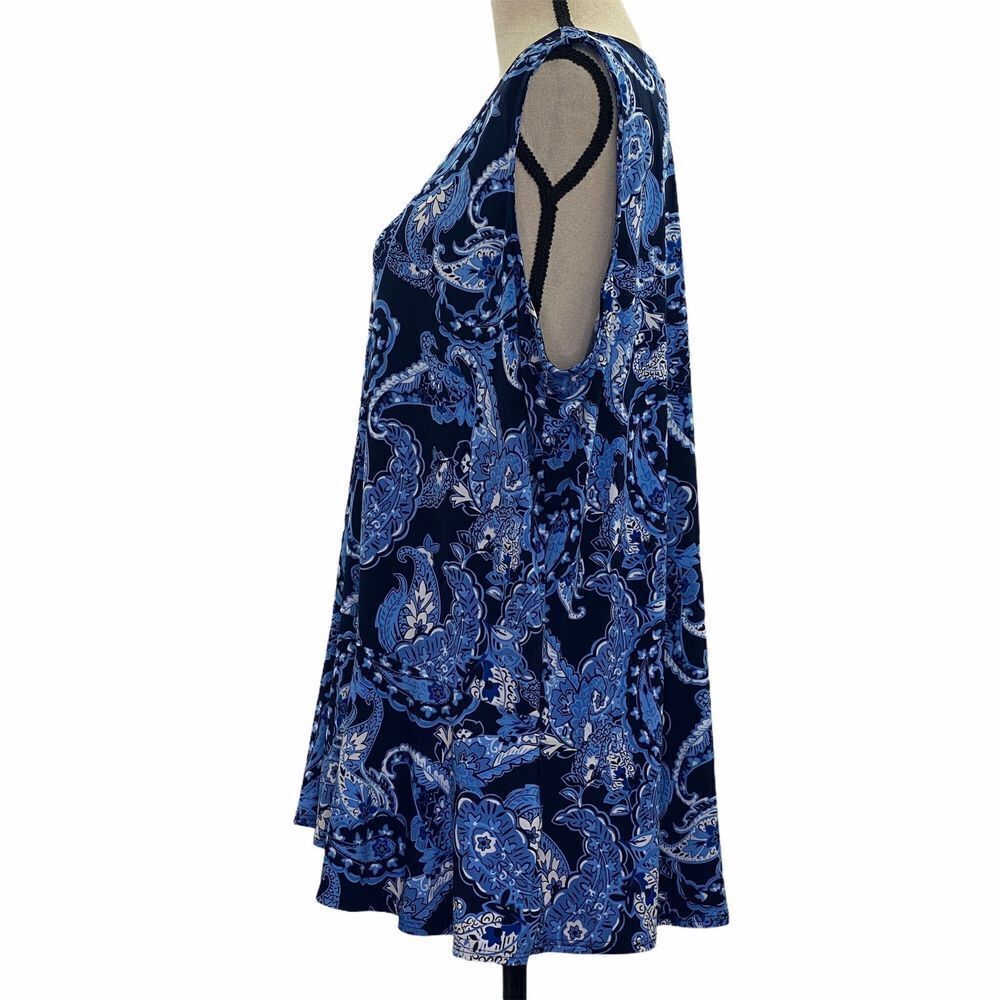 LIZ Claiborne Blue Paisley Sleeveless Blouse 1x - Picture 4 of 10